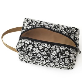 BBORGDC Jacquard Travel Makeup Bag – Small Cosmetic Zipper Pouch for Women and Girls, On-The-Go Toiletry and Makeup Organizer