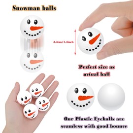 Liliful 60 Pcs Christmas Holiday Novelty Table Tennis Artificial Black and White Plastic Snowman Snowballs Xmas Decoration for Kids Baby Pool Play Table House Toddler Indoor Accessories