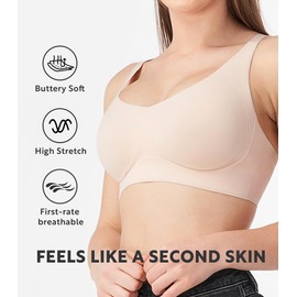 DAVID ARCHY Wireless Seamless Bras for Women No Underwire Full Coverage Bralette Comfortable Push up Soft Everyday Bra (XL, Nude)