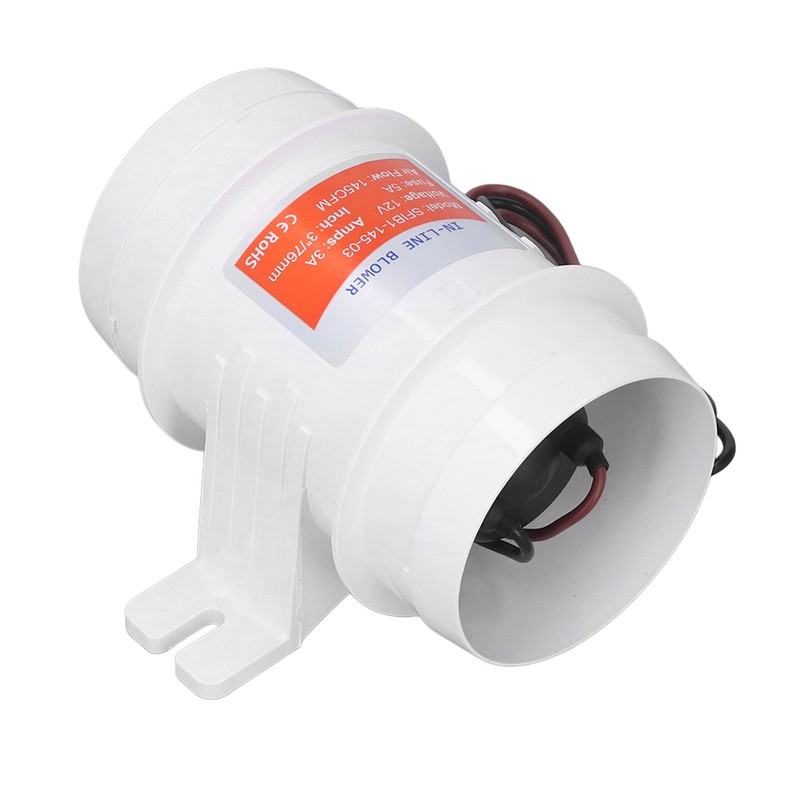 In Line Air Blower 3in 145CFM 12V High Efficiency Marine