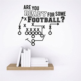 Teamwork Wall Decal Sports are You Ready for Some Football ? Positive Exercise Bedroom Decoration for Kids Boys and Girls - Size: 13 Inch X 20 Inch