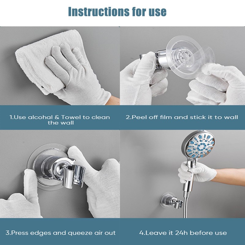 Wall Mount Hand held Shower Head Holder - 360-degree Adjustable