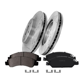 PM Auto Set of 6 Front Drilled Slotted Disc Brake Rotors-Ceramic Brake Pad kit For 2015-2020 GMC Yukon XL