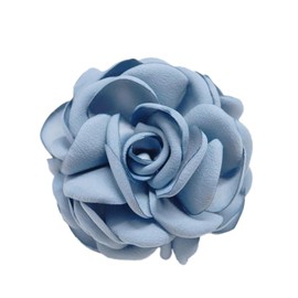 Elegant Satin Fabric Rose Flower Brooch Pin Silk Large Big Camellia Brooch Lapel Pins Plant Floral Hair Clip Pins Wedding Party Jewelry for Women (Blue)