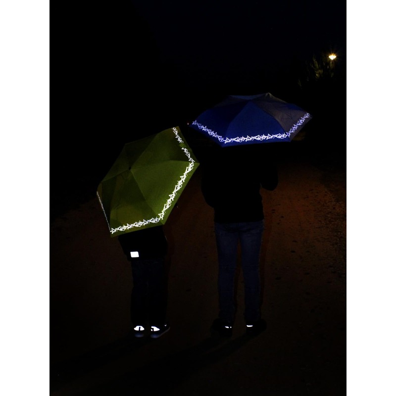 Knirps children's compact umbrella with reflective trim., lime