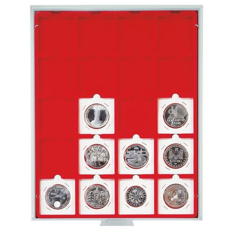 Coin box with 20 square compartments of 50 x 50