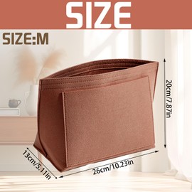 CWENDANER Bag Organiser Shopper, M/L Felt Organiser for Bags, Bag Organiser, Bag Organiser with Multiple Compartments, Gifts for Women (Camel, M)