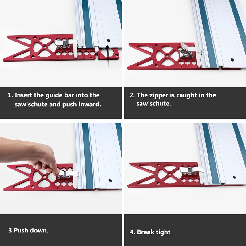 Aluminum Track Saw Square Guide 13.4"CNC Milled 90° Right Angle