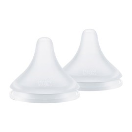 NUK Perfect Match - Pezón de silicona suave de flujo lento con ventilación anticólicos, paquete de 2, sin BPA