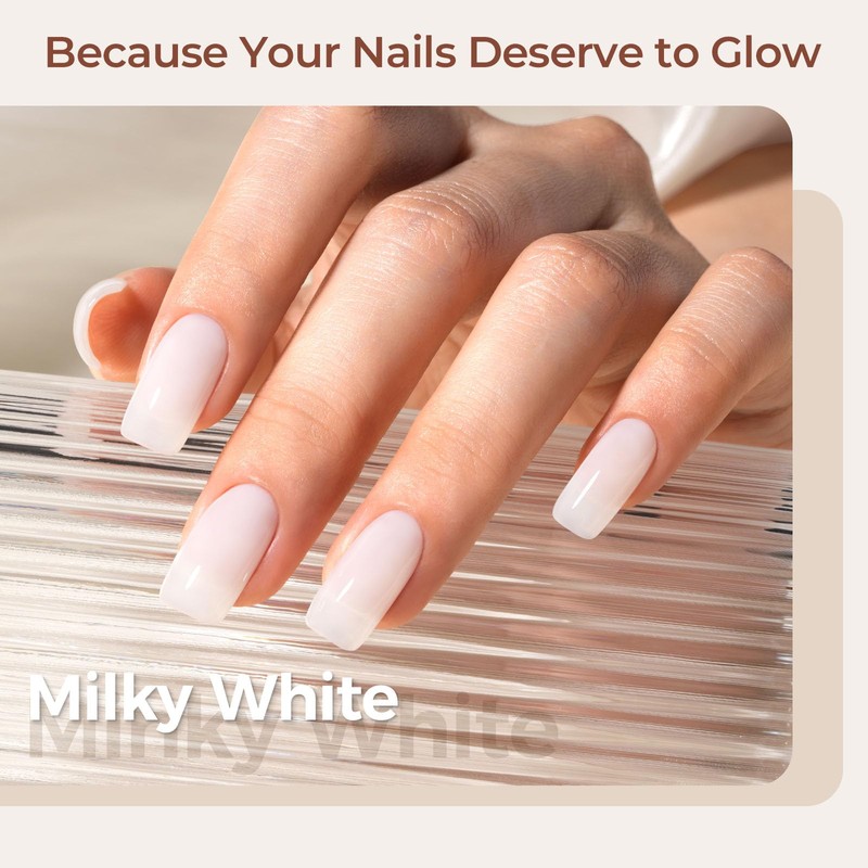 AILLSA Milky White Gel Nail Polish Natural Nude Jelly Gels