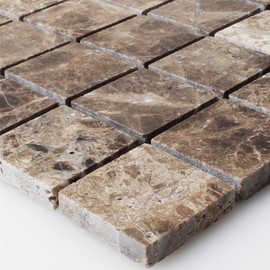 Pattern of Mosaic Tiles Marble Emprador Brown