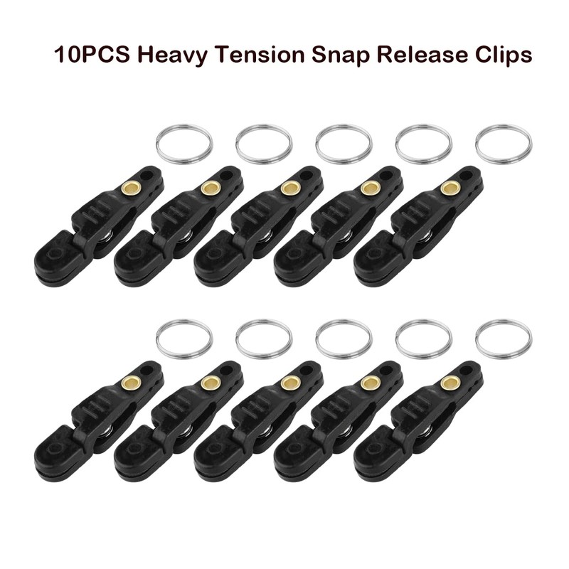 SAUYRASY 10Pcs Black Heavy Tension Snap Release Clips for Kites