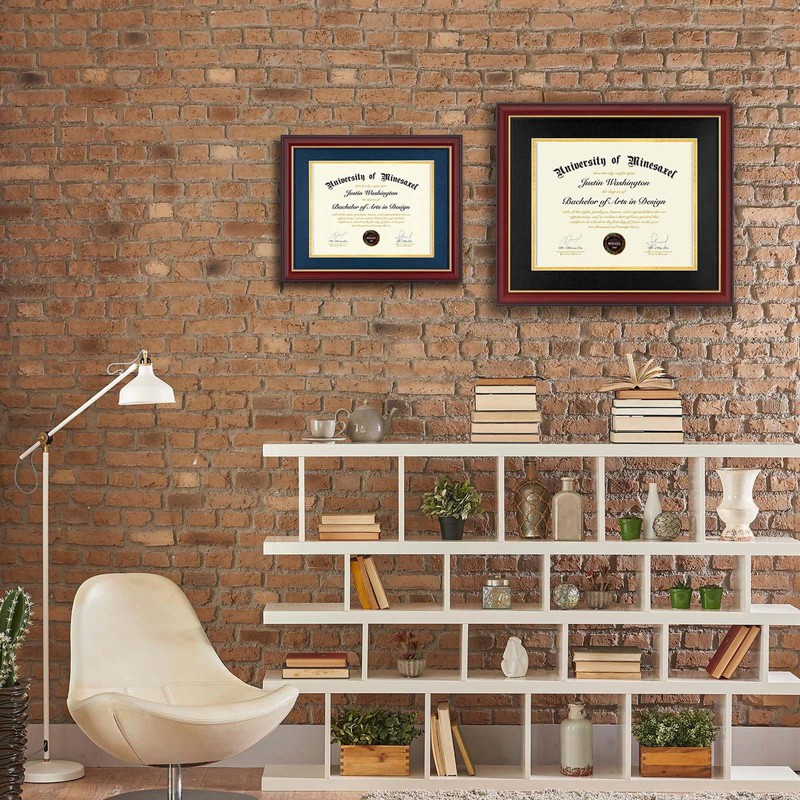 Minesaxel Diploma Frame 14x17 with Black Mat Fits Document, Certificate