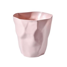 Ming Nordic Style Irregular Trash Can Modern Solid Color Plastic Garbage Rubbish Bin Food Waste Basket Basin Bucket Flower Pot Organizer Home Decor - Color: Pink