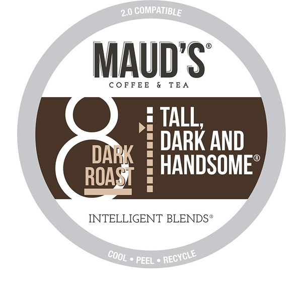 Maud's Dark Roast Coffee (Tall Dark & Handsome), 100ct. Recyclable Single Serve Coffee Pods – Richly satisfying arabica beans California Roasted, k-cup compatible including 2.0