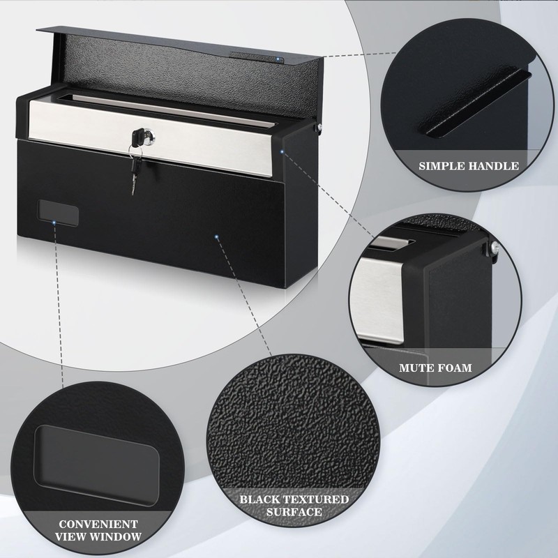 xydled Mailbox with Key Lock, Locking Wall Mount Mail Boxes
