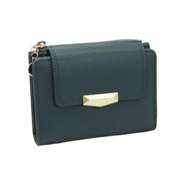 AdiStylinno Small Wallet for Women, Soft Leather Bifold Card Holder Wallet, Fashion Compact Purse with ID Window Zip Pocket (Blue)