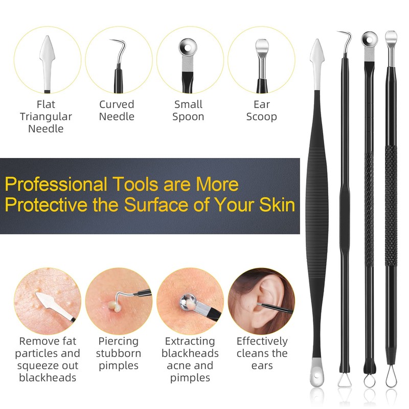 Blackhead Remover Tool Kit, IUMAKEVP 15 PCS Professional Stainless Steel
