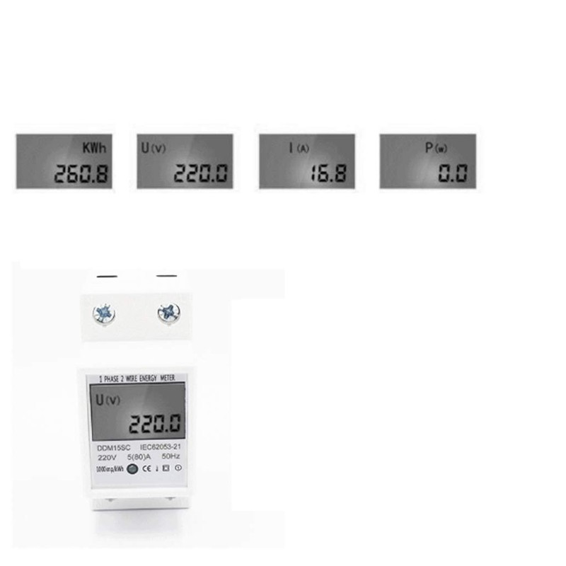 JVJ Electricity Meter LCD Top-Hat Rail 1 Phsig Phase 5
