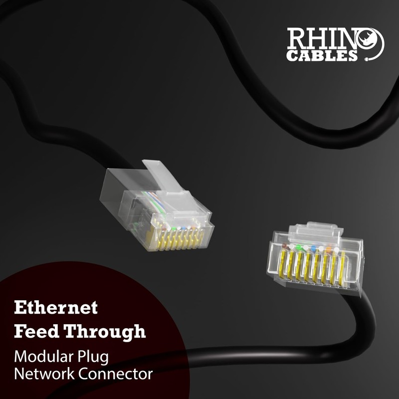 rhinocables RJ45 Connectors, Cat5e Connectors, Ethernet Plug Crimp Ends 8-Pin