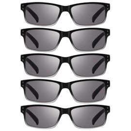 GUD Reading Glasses 5-Pack Readers Spring Hinge Reading Eyeglasses for Men Women (Grey Lens, +3.75)