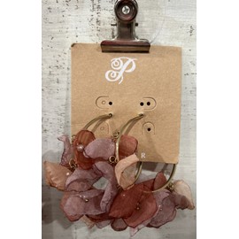 Plunder Design Fashion Trendy Jewelry Matea Pink Fabric Floral Gold Hoop Earring