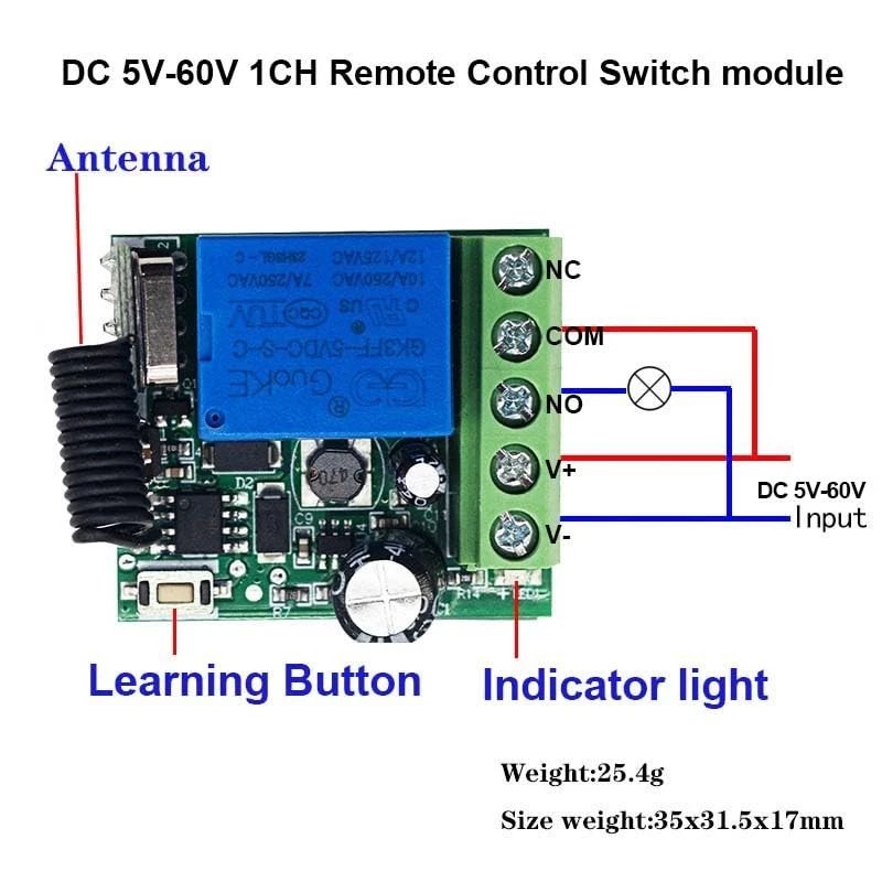 QIACHIP DC 5V 9V 12V 24V 48V Wireless Remote Switch