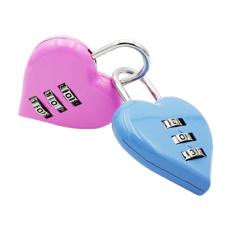 Pink Combination Lock, Heart Shape 3 Digital Password Padlock, Mini