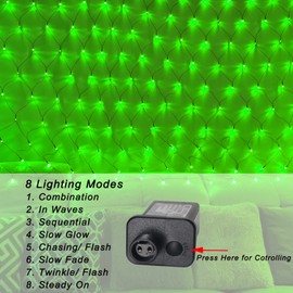 Green Net Lights Outdoor Mesh Lights St Patrick’s Day Lights, 14.8ft x 5ft 300 LED Green Net String Lights 8 Modes Connectable Fairy String Mesh Christmas Lights for Bushes Tree Party Garden Decor