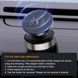 Jkoailiwi 15W Vacuum Magnetic Wireless Charger Phone Holder, 360-degree Rotation Magnetic Suction Phone Mount for Gym/Glass/Smooth Surface, Compatible with Magsafe & All Phones, Silver