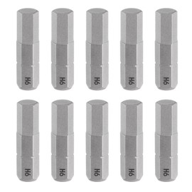 sourcing map 10pcs H6.0 Hex Screwdriver Bit 1/4" Hex Shank 25mm/1" Length Magnetic Hexagon Head S2 Steel Screw Driver Bit