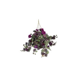 HomeStock Tribal Treasures Morning Glory Hanging Basket Silk Plant, 32" D x 32" W x 24" H, Polyester, Wicker Hanging Basket, Indoor or Outdoor Home Decor Accent