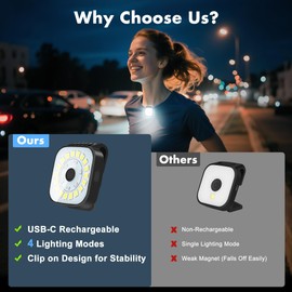 redaica 2 Pack Running Lights for Runners - Rechargeable Clip on Flashlight, Running Accessories for Men, Walking Light for Night Walking, 4 Modes Safety Dog Light, Jogging Biking Hiking Camping Gear