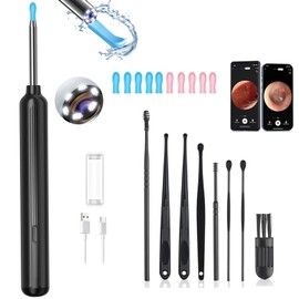 LEZHUAN Ear Wax Removal, Ear Wax Removal Tool Camera with 1080P and 6 LED Lights, Ear Cleaner with 10 Replacement Tips, Earwax Removal Kit with Camera and 7 Pcs Ear Picks for Android/iOS