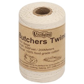 Vivifying Vivifying 200m B?cker Bindf?den, 3-lagig Baumwoll-Garn fr die Kche, lebensmittelunbedenklich. Ideal zum Verschnren, geeignet fr Geflgel, Wrstchen, Heimarbeiten, Basteln und Dekorieren