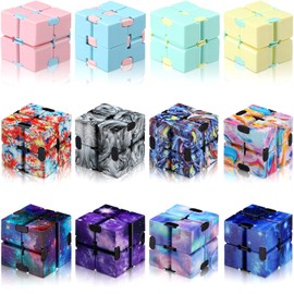 12 Cubos Infinitos Mini Bloques Inquietos Juguete de Escritorio de Minicubo Infinito Herramienta Sensorial Bloques de Inquietud Cubo Mágico de Tirón de Rompecabezas para Cumpleaños