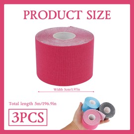 Kinesiologie Tape, 5m x 5cm, Wasserfest und Elastisch, Hautfreundliches für Sport,Knie, Schulter und Ellenbogen, Muskelunterstützende Bänder in Blau, Schwarz und Rosa (Blau/Schwartz/Rosa)