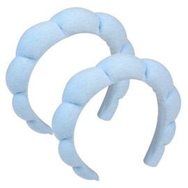 AOVNA 2 Packs Blue Spa Sponge Headband Spa Headband Makeup Headband Terry Towel Cloth Fabric Head Band for Women Girl (Blue)
