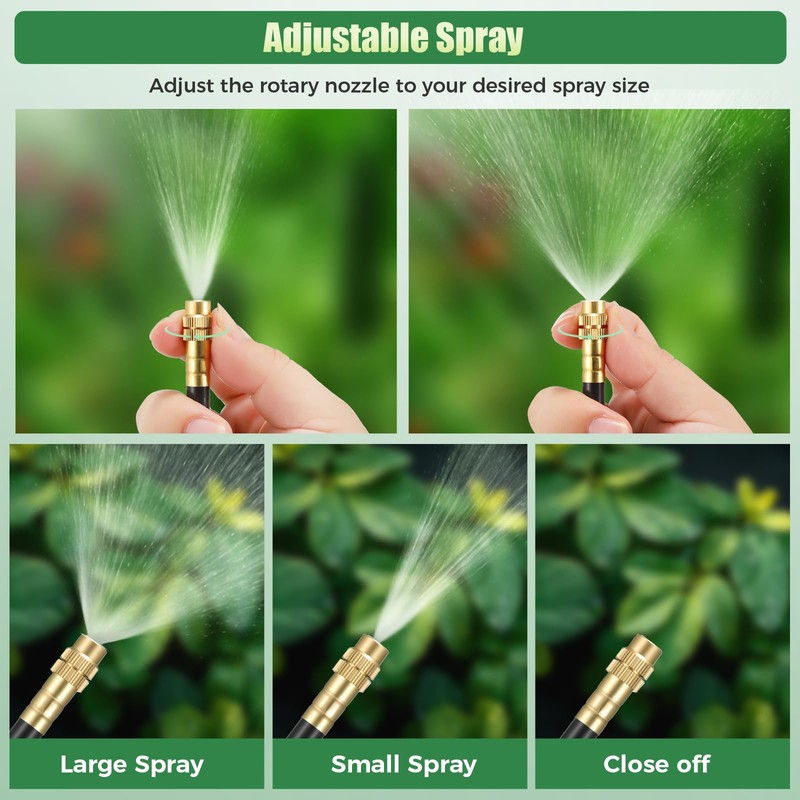 Garden Irrigation System 65FT with 20Pcs Adjustable Copper Nozzles