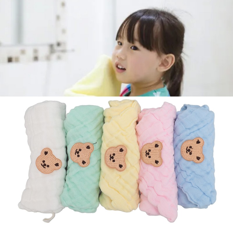 5PCS Cotton Kids Face Towels Good Absorbent Skin Friendly Reusable
