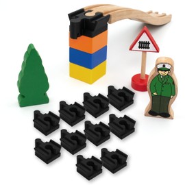 Brio Duplo Building Blocks Compatible Adapter Connects Both Systems, Rail Connectors, Set of 10, Black, Universal Fit (10)