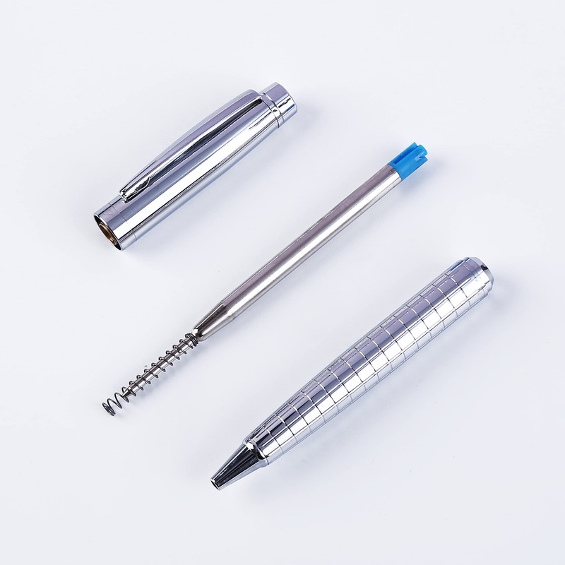 Facile Scriptum Premium Metal Twist Ballpoint Pen, Ice Silver, Gift