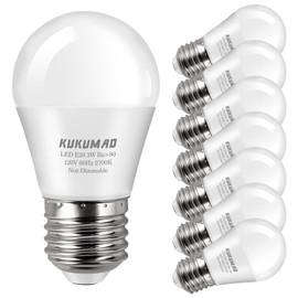 KUKUMAO LED Bulb 3W 25 Watt Equivalent, Night Stand Bulb Table Lamp Bulb A15 Light Bulbs Warm White 2700K LED Energy Saving E26 Medium Screw Base for Home Light Bulb