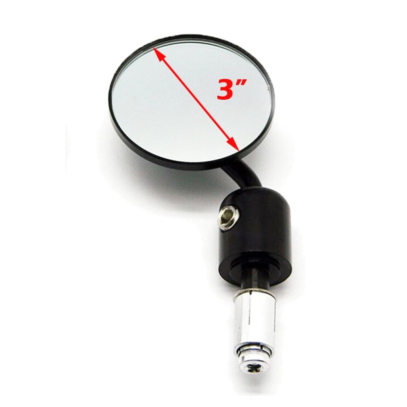 KEEPDSGN Motorcycle Round 7/8 Handle Bar End Mirror Black For