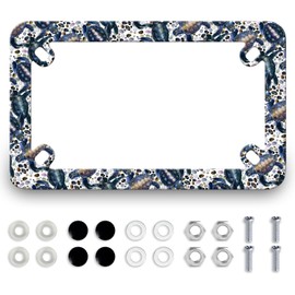 Sea Turtle Motorcycle License Plate Frame Stainless Steel Cute Turtles Tag Holder Colorful Ocean Motorcycle Accessory 4 Holes with Screws Nut Caps 7.7" x 4.5" for Motorcycle Bike