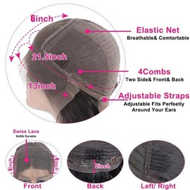Bling Hair 6x4 Glueless Wigs Straight Ready To Wear Lace Closure Wigs For Human Hair Pre plucked 5x7 Transparent Lace Wig - Color: 13x6 Lace Wig, Size: 32inch