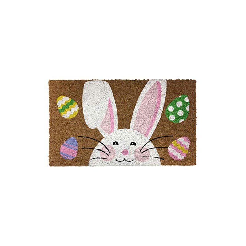 Happy Easter Bunny Natural Fiber Coir Doormat