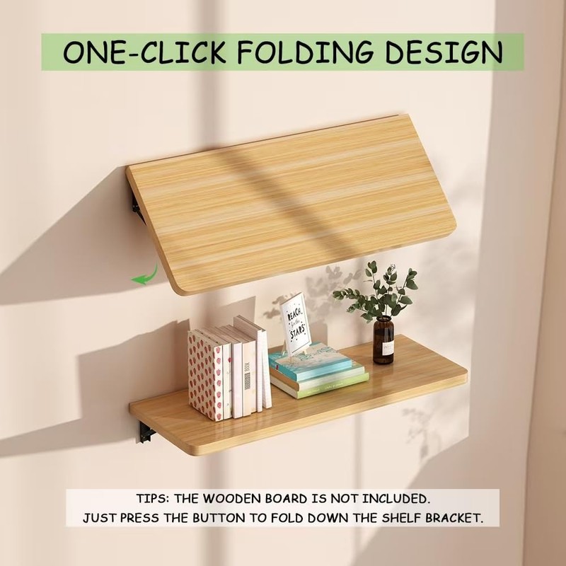 Folding Shelf Brackets, 12 Inch 4 Pcs Heavy Duty Wall