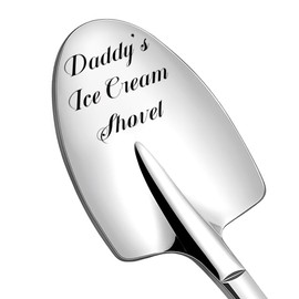 Fathers Day Birthday Gifts for Dad Daddy Ice Cream Shovel Spoon Gift for Men Papa Gifts from Son Daughter Kids Stepfather Dad Retirement Gift for Papa Stepdad Engraved Stainless Steel Scoop