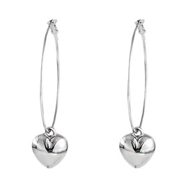 50mm Large Hoop Earrings Cute Love Heart Shaped Charm Dangle Drop for Women Teen Girls 925 Sterling Silver Post Dainty Dangling Fashion Round Circle Huggie Hoops Simple Hoop Jewelry Gifts (Silvery)